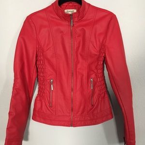 Red Faux Leather Jacket